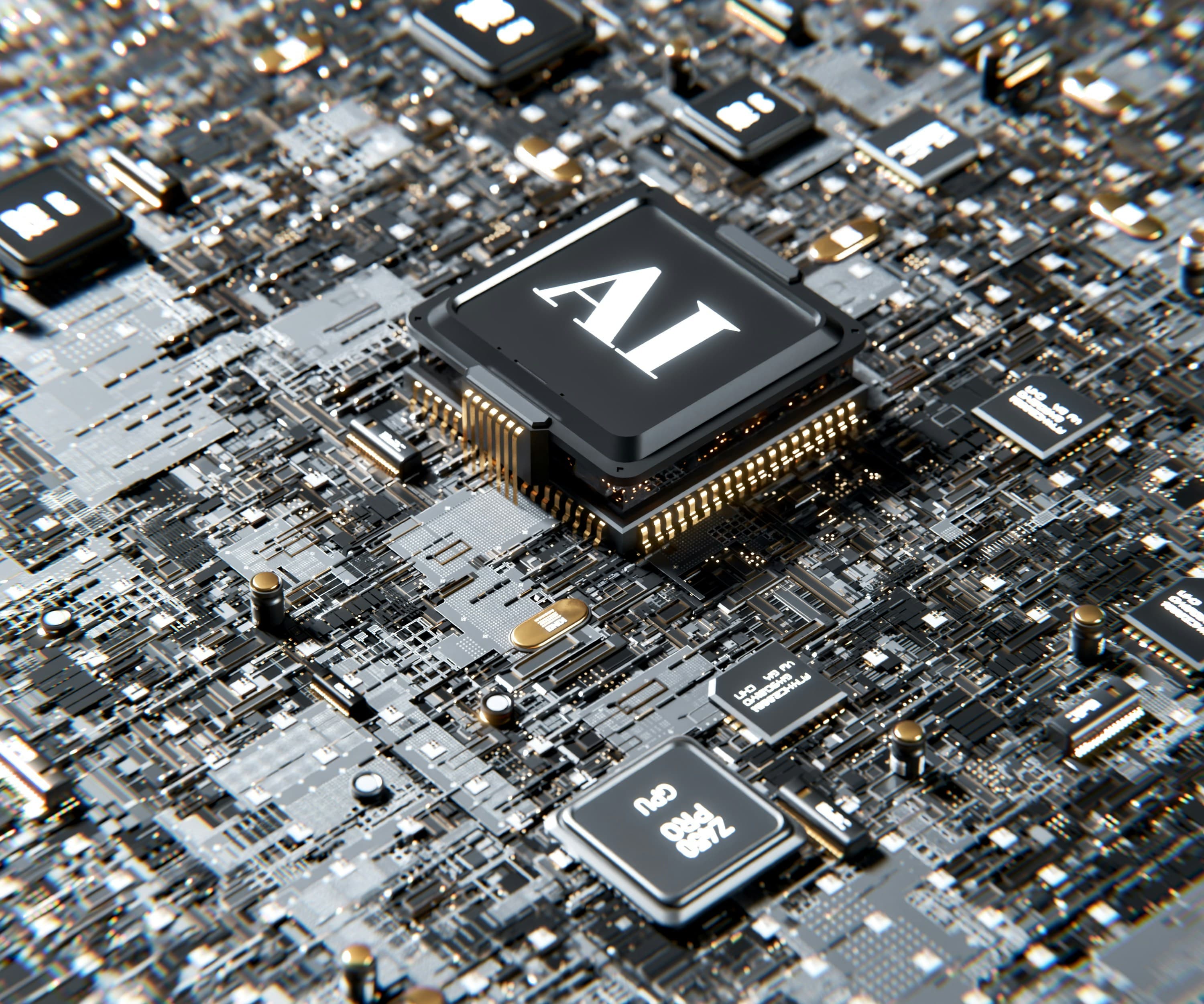 AI microchip render representing artificial intelligence in aged care